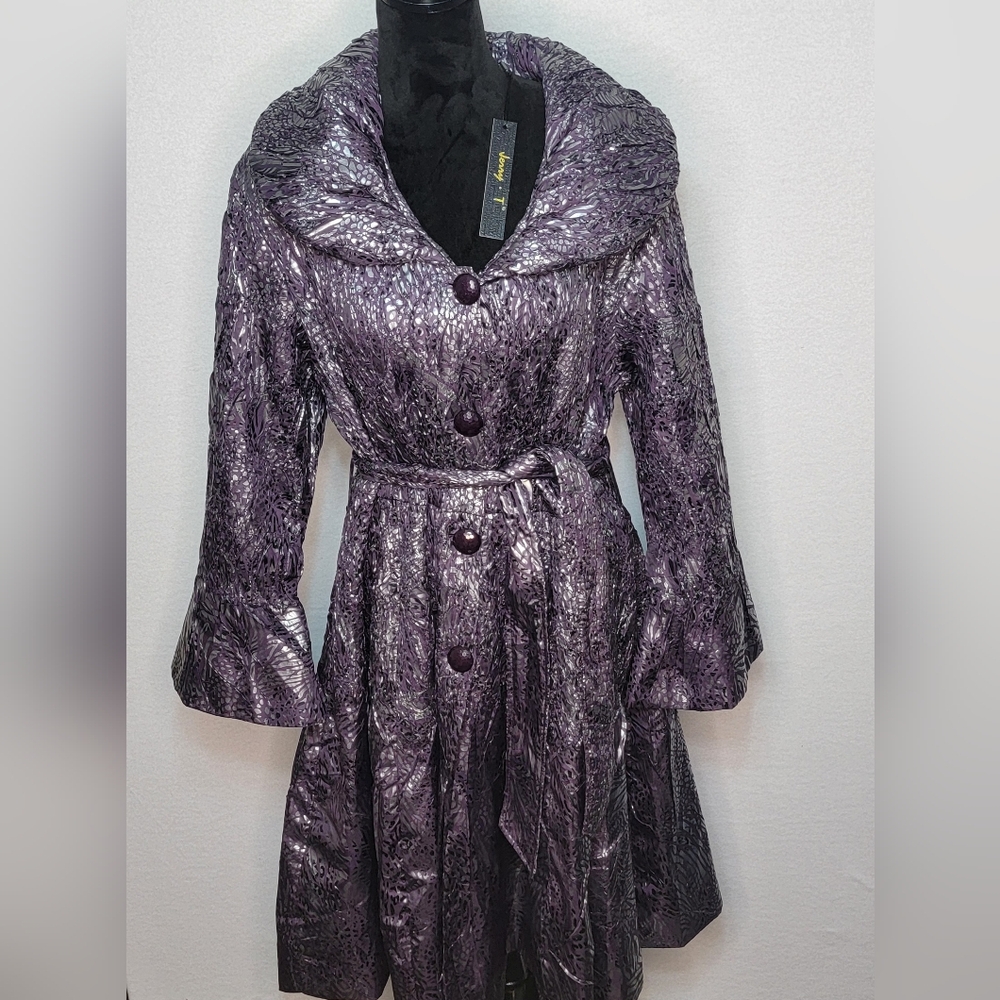 Jerry T. Purple Metallic Textured Coat‎ Dress. SIZE 1X #853